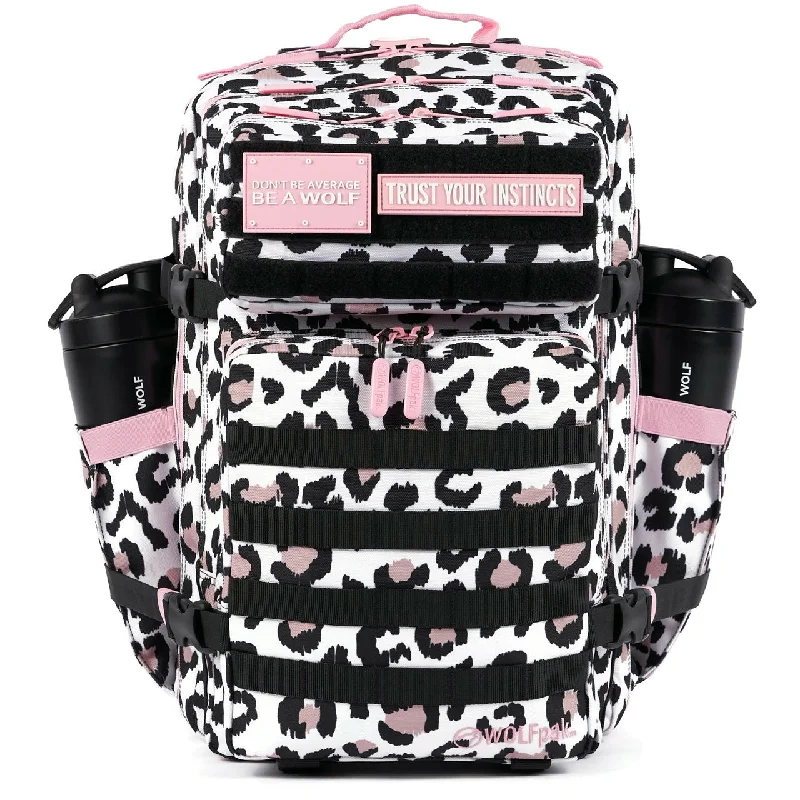 45L Backpack Leopard Pink Zip