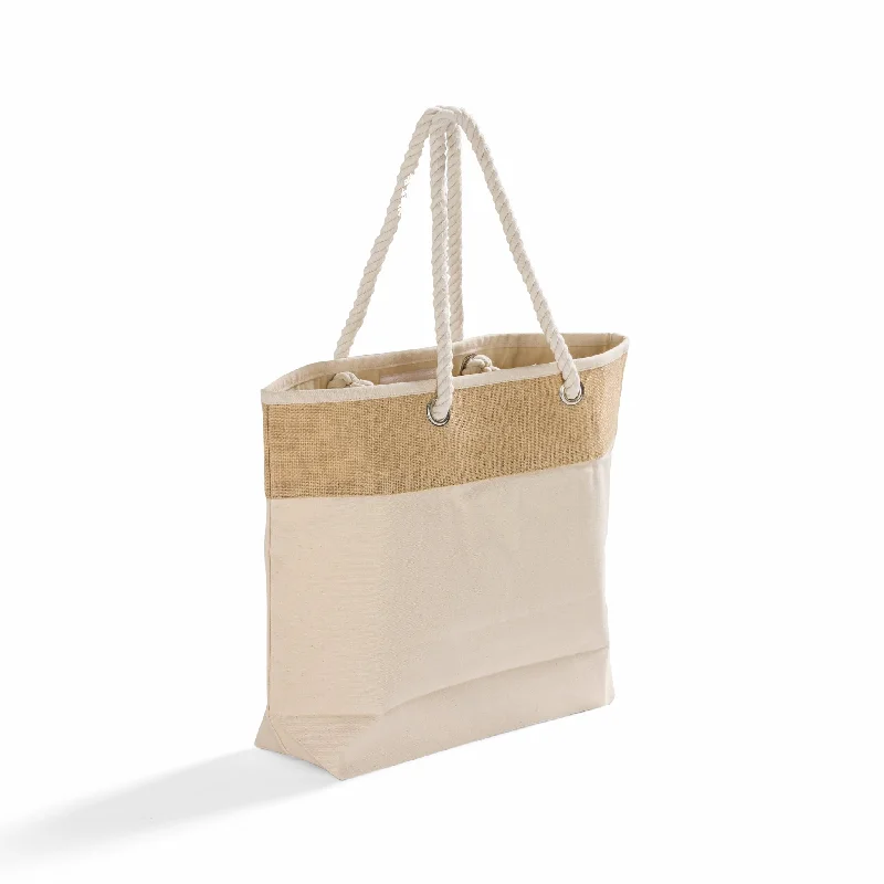 48 ct Large Fancy Canvas Rope Tote Bag - By Case