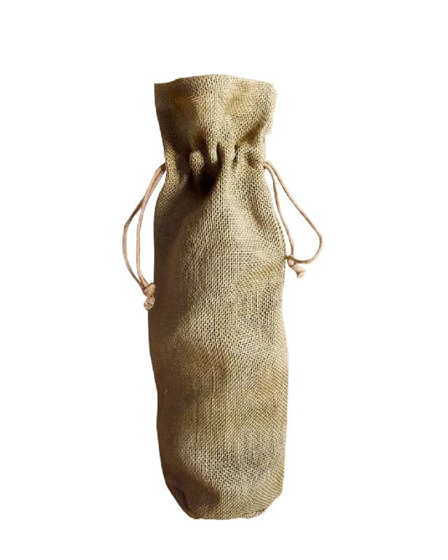 200 ct Eco-Friendly Single Bottle Jute Wine Bags with Drawstring by Case