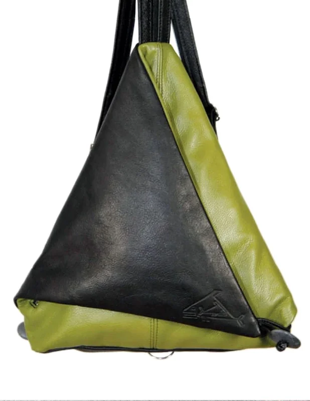 Triangle Fold - Convertible Genuine Leather Purse, Backpack, or Shoulder Bag