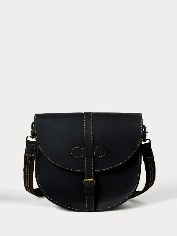 Anna Black Leather Handbag