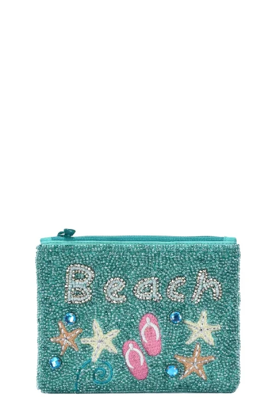 BGAIN323 Handbeaded Beach Print Coin Pouch