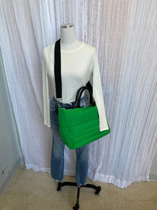 Green Nylon Puff Tote Purse