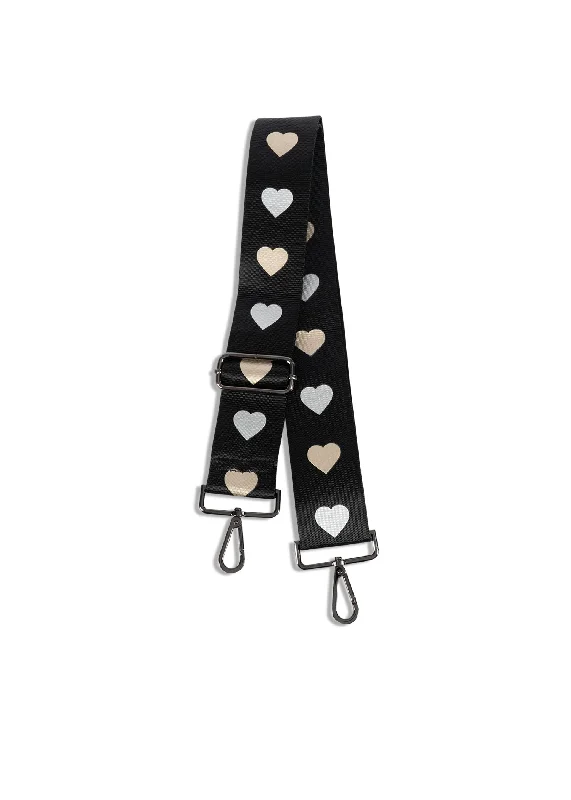 Black/Rose Gold/Silver Heart Handbag Strap- FINAL SALE