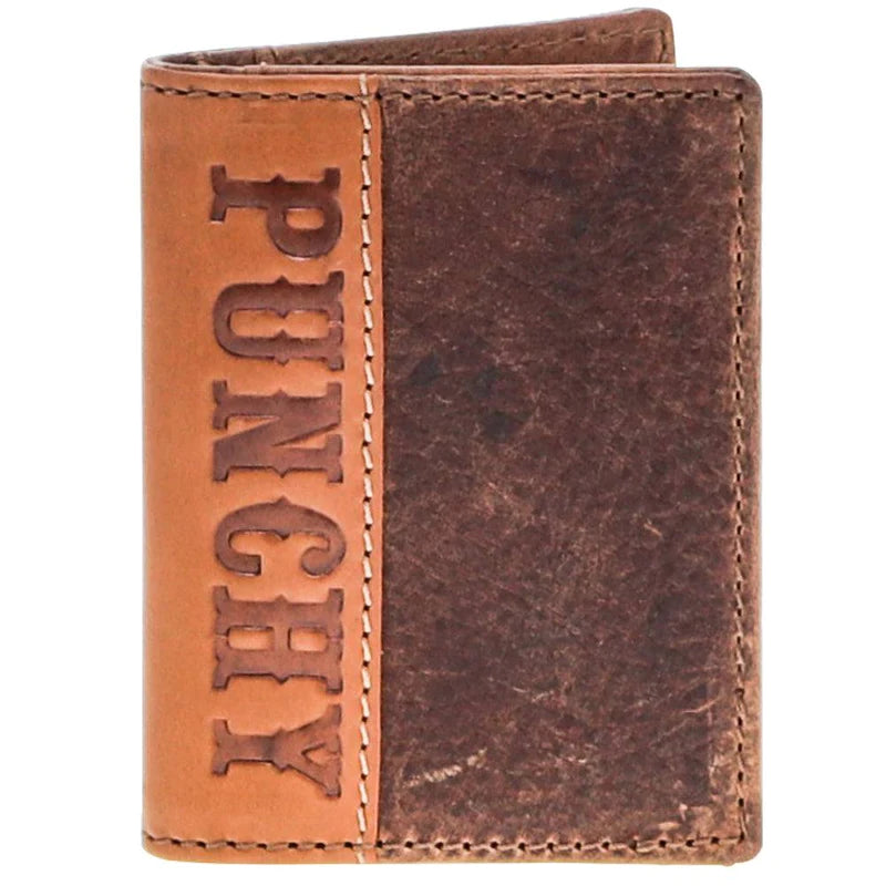 "Punchy Classic" Bifold Money Clip Brown /Tan Leather