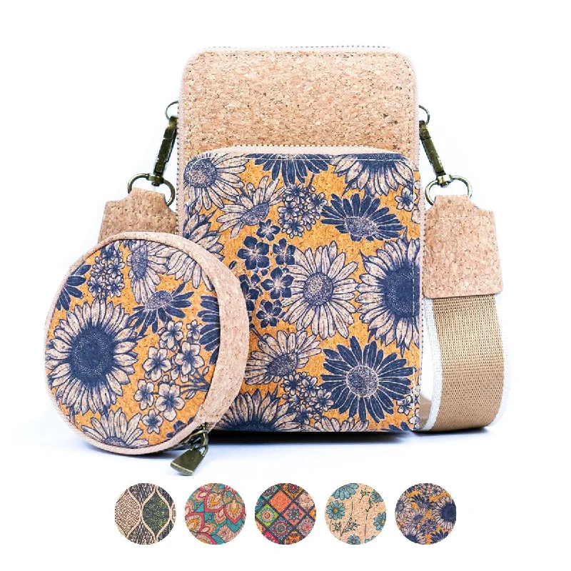 Natural Cork Women's Printed Double Layer Phone Pouch BAG-2312