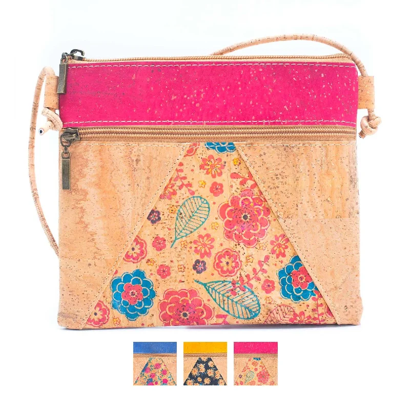 Cork triangle Pattern stitching ladies cork crossbody bag BAGP-207