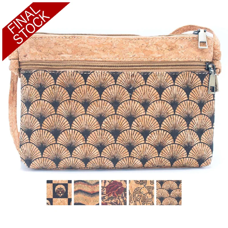 Cork with Patterned zipper crossbody bag BAG-2076-Crossbody