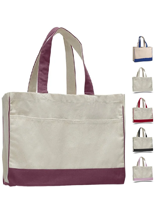 Cotton Canvas Tote Bag with Inside Zipper Pocket