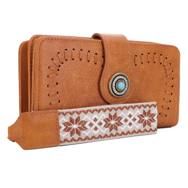 ES60166 Dolly Western Wallet With Boho Wristlet Strap