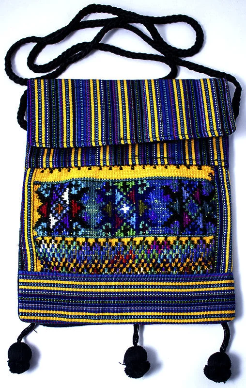 GUATEMALA SHOULDER BAG PASSPORT PURSE  HAND CRAFTED w/ TASSLES GPB002