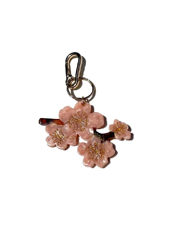 Hand-painted Cherry Blossom Bag Charm + Keychain