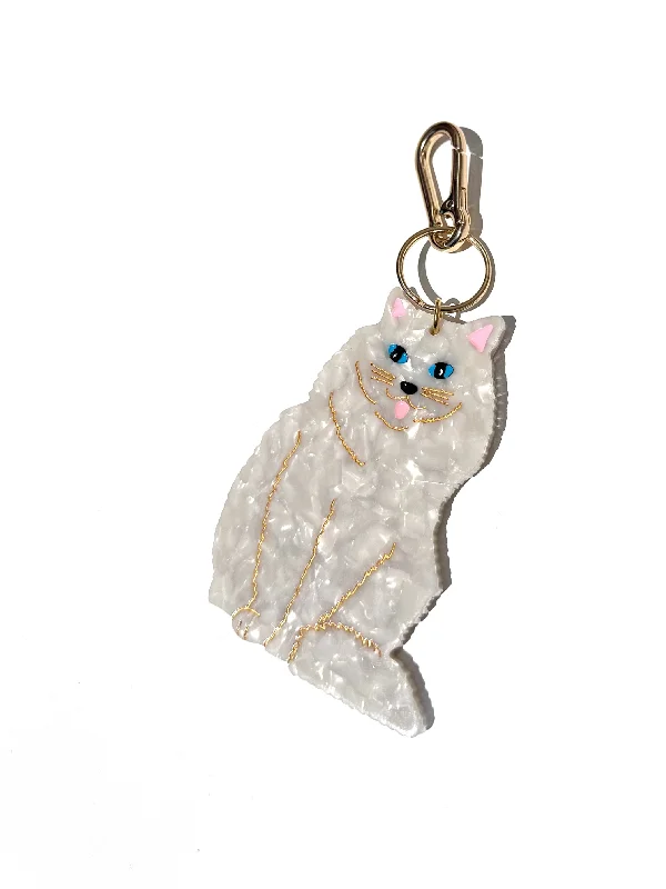 Hand-painted Persian Cat Bag Charm + Keychain