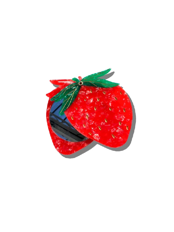 Hand-painted Strawberry Compact Mirror