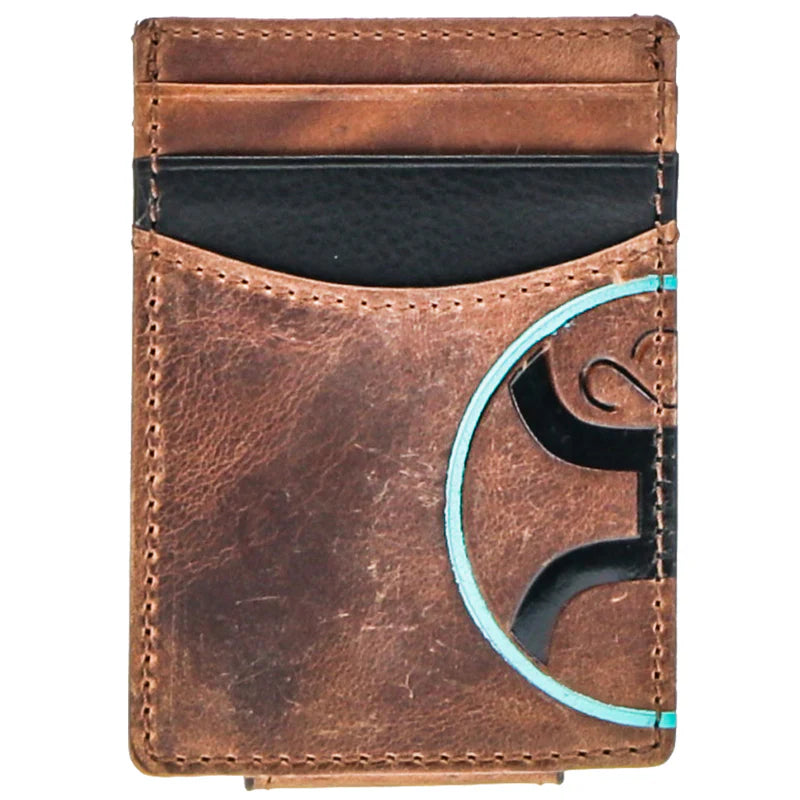 Hooey 2.0 Brown Embossed Leather Money Clip