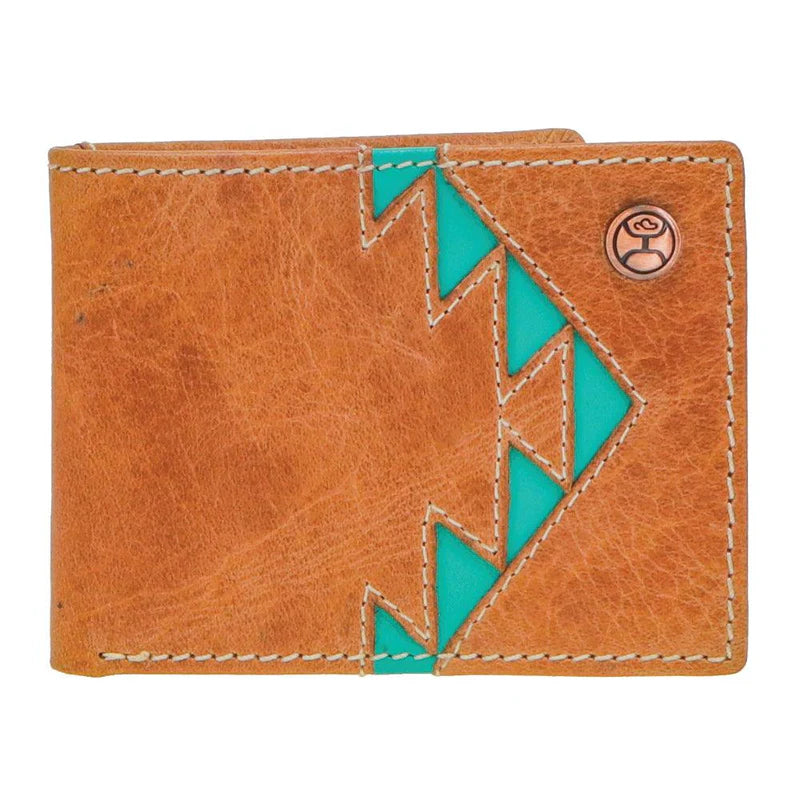 Hooey "Tonkawa" Bifold Tan and Turquoise Wallet