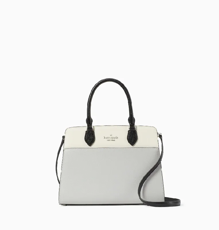 Kate Spade Madison Satchel In Platinum Grey Multi