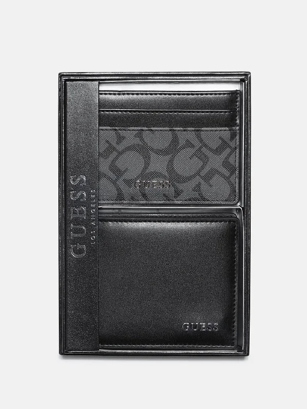 Logo Wallet and Card Holder Gift Box Set