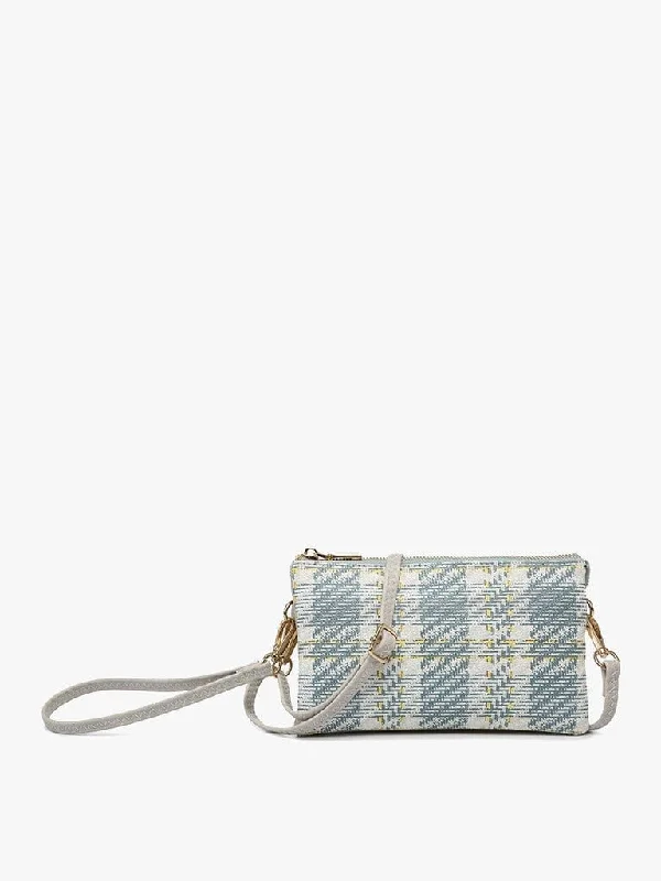 M013PLD Riley Plaid 3 Compartment Crossbody/Wristlet