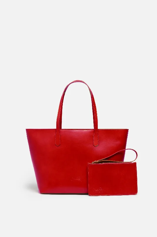 Manila All Purpose Large Carryall Leather Tote Bag in Red