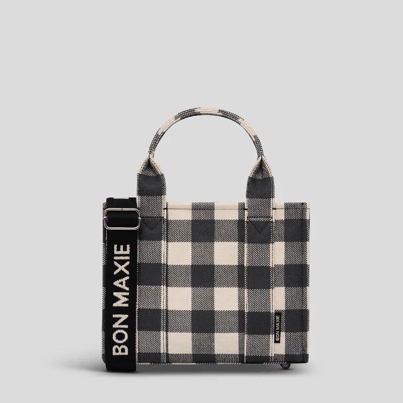 Micro Bon Vivant Structured Tote Bag -- Black Gingham