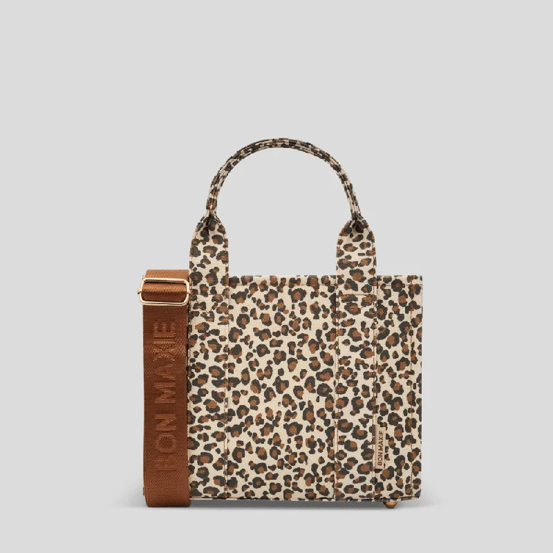 Micro Bon Vivant Structured Tote Bag -- Tan Leopard