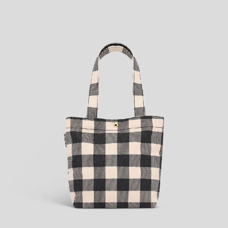 Mini Bonnie Tote Bag -- Black Gingham