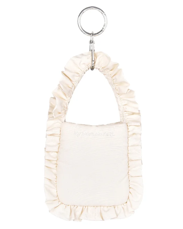 Mini Pillow Tote Keychain - Cream Frill