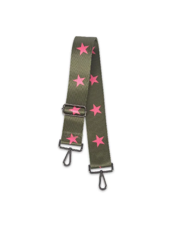 Olive/Pink Star Handbag Strap