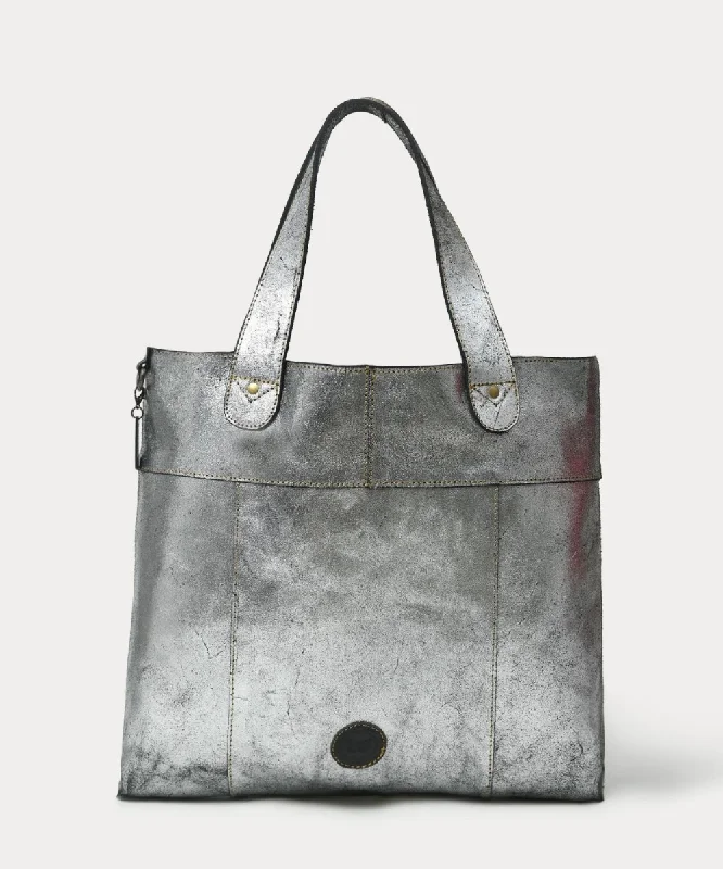 Peppa Silver Leather Tote