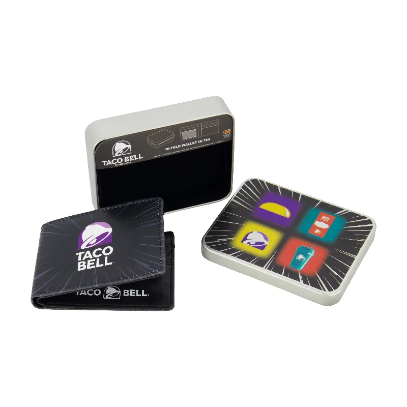 TACO BELL LOGO Bifold Wallet, Slim Wallet with Decorative Tin for Men and Women