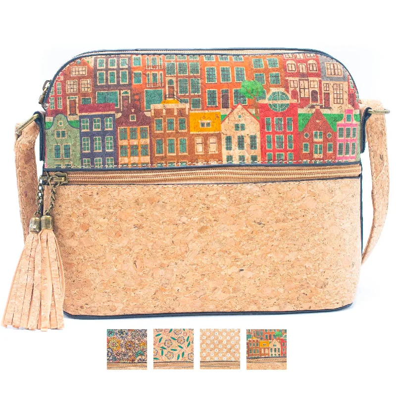 Tassel Zip Pocket Women's Natural Cork Crossbody Bag BAG-2218