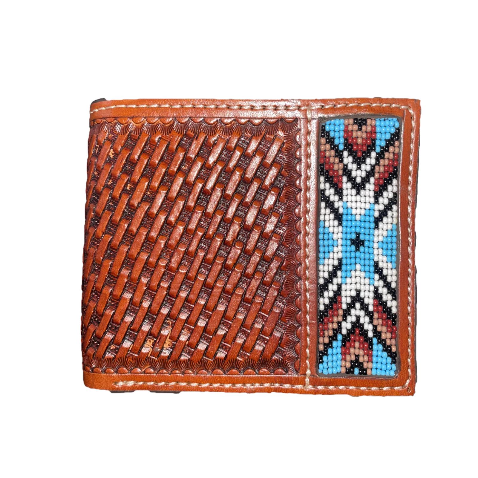 Twisted X Bifold Basket Weave Brown Wallet