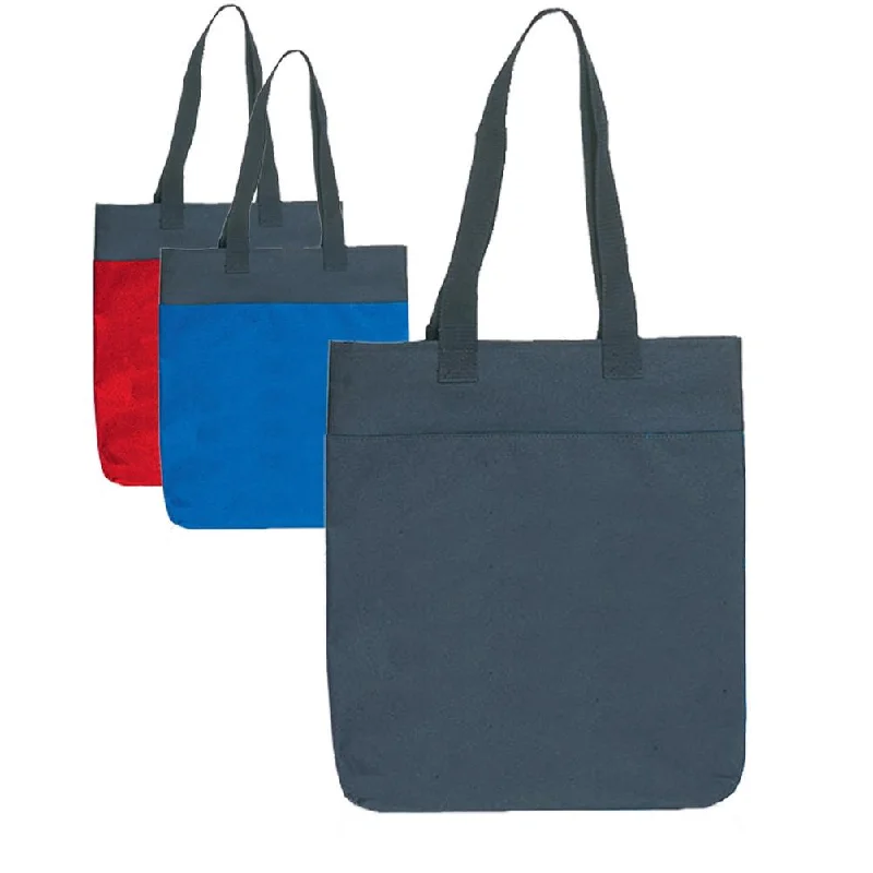 Two Tone Polyester Tote Bags With Long Handles